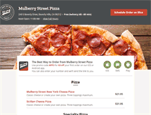 Tablet Screenshot of mulberrystreetpizzeria.com